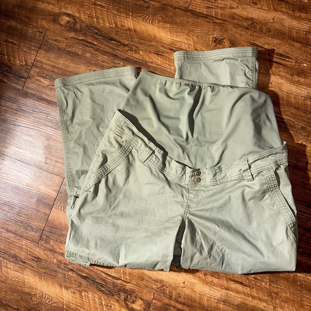Abercrombie & Fitch Green Cargo Maternity Pants Women's Size 33 Full Belly